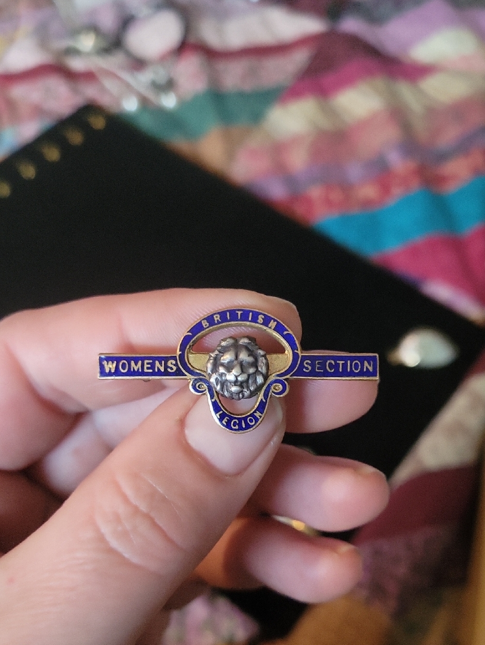 British Legion Womens Section Enamel Lion Brooch - Blue and Gold